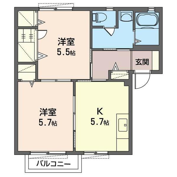 グランメールコートＡ 00102｜茨城県筑西市市野辺(賃貸アパート2K・1階・43.70㎡)の写真 その2