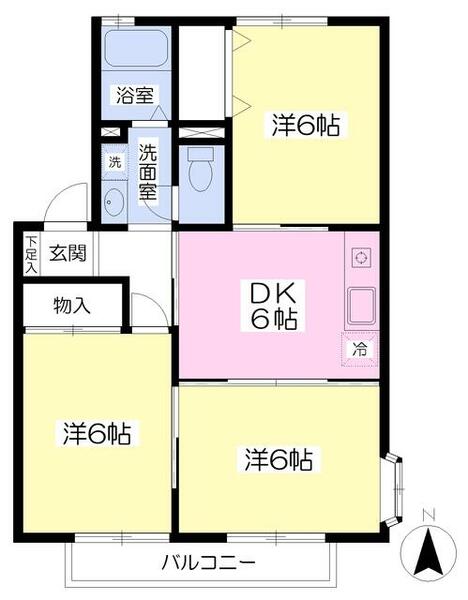 セジュールフジＣ 201｜群馬県前橋市下細井町(賃貸アパート3DK・2階・53.76㎡)の写真 その2