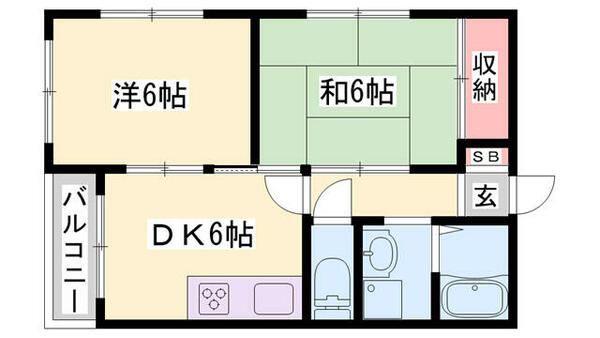 ネオ・ハート・α 105｜兵庫県加古川市別府町別府(賃貸アパート2DK・1階・43.00㎡)の写真 その2