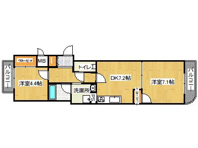 兵庫県神戸市灘区宮山町２丁目(賃貸マンション2DK・2階・44.20㎡)の写真 その2