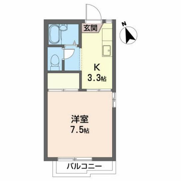 カサ・レアール 205｜宮城県仙台市泉区南光台７丁目(賃貸アパート1K・2階・24.50㎡)の写真 その2