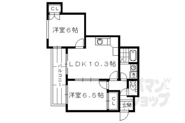 京都府京都市伏見区深草仙石屋敷町(賃貸マンション2LDK・2階・48.61㎡)の写真 その2