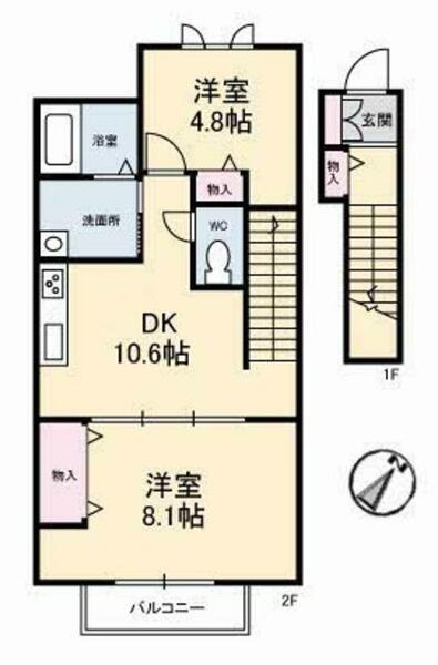 ＢＥＬ・ＰＯＳＴＯ（ベルポスト） A0203｜鳥取県米子市上後藤５丁目(賃貸アパート2DK・2階・54.64㎡)の写真 その2