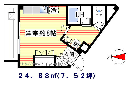 テラッセ　オク 202｜東京都荒川区西尾久７丁目(賃貸マンション1R・2階・24.88㎡)の写真 その2