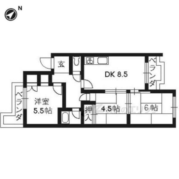 京都府京都市西京区桂浅原町(賃貸マンション3LDK・2階・54.70㎡)の写真 その2