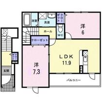 福岡県久留米市合川町（賃貸アパート2LDK・2階・60.33㎡） その2