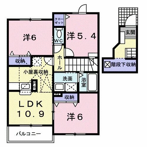 ヴェネット小松原Ⅴ 202｜和歌山県御坊市湯川町小松原(賃貸アパート3LDK・2階・69.55㎡)の写真 その2