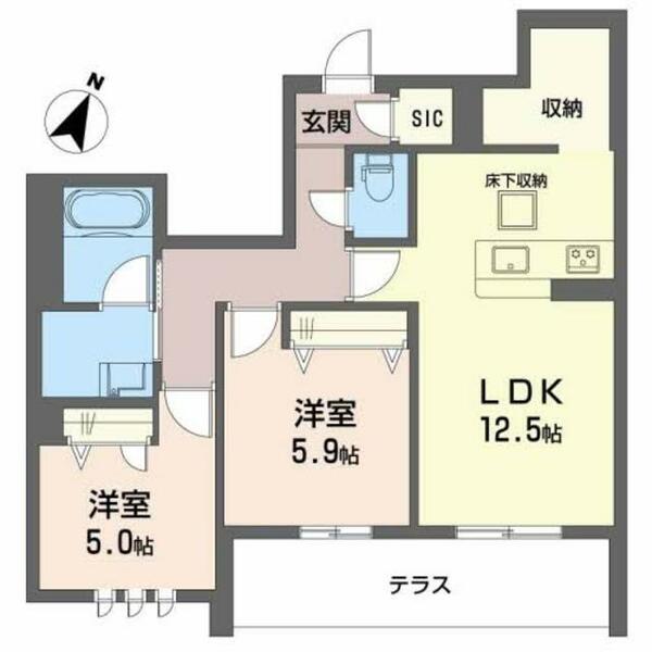 Ｓｏｎｇｌｉｎｅ 0105｜大阪府堺市中区深井東町(賃貸マンション2LDK・1階・61.56㎡)の写真 その2