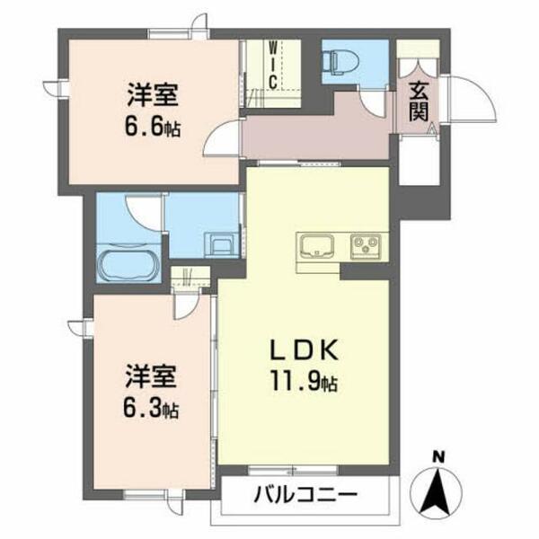 ベレオＹＮ 305｜福島県郡山市並木５丁目(賃貸マンション2LDK・2階・58.46㎡)の写真 その2