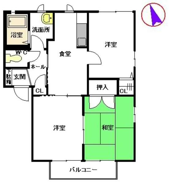 サクラージュ　　Ｂ棟 B0202｜熊本県熊本市北区植木町一木(賃貸アパート3DK・2階・50.78㎡)の写真 その2