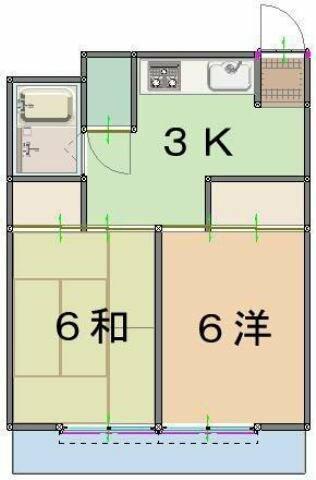泉マンション 202｜高知県高知市和泉町(賃貸マンション2K・2階・38.36㎡)の写真 その2