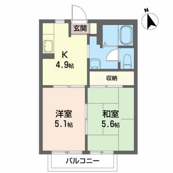 クレッシェンド 203｜福島県会津若松市大町２丁目(賃貸アパート2K・2階・35.00㎡)の写真 その2