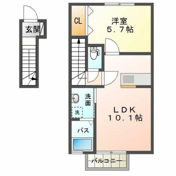 ウィット新井田西 203｜青森県八戸市新井田西２丁目(賃貸アパート1LDK・2階・42.82㎡)の写真 その2