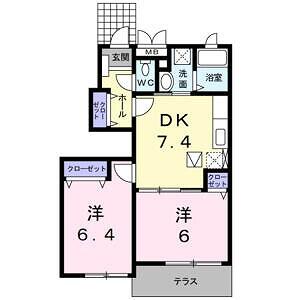 アルモニーＨ 102｜愛知県一宮市長島町３丁目(賃貸アパート2DK・1階・46.17㎡)の写真 その2