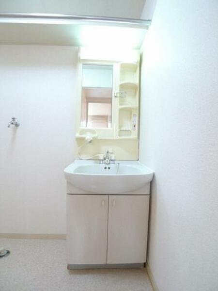 その他画像：シャワーホース付の洗面台♪横に洗濯機置き場があります。