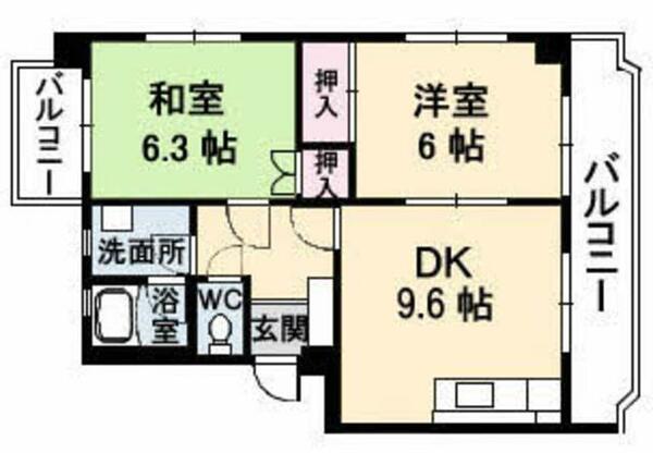 第二大翔ビル A0301｜山口県下関市川中豊町７丁目(賃貸アパート2DK・3階・49.90㎡)の写真 その2