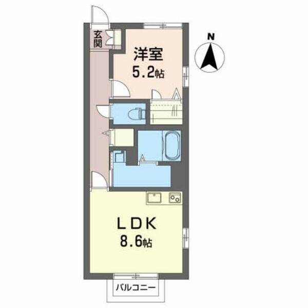 ヴェル　ボンヌ　ウェスト　弐番館 B201｜山形県米沢市御廟２丁目(賃貸アパート1LDK・2階・40.54㎡)の写真 その2