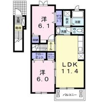 熊本県熊本市北区鹿子木町（賃貸アパート2LDK・2階・57.07㎡） その2