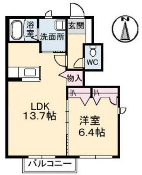 ウエストツリー　Ａ棟 A0102｜島根県出雲市白枝町(賃貸アパート1LDK・1階・46.71㎡)の写真 その2