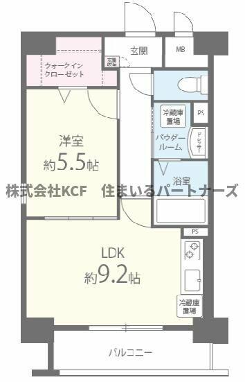 グランドシャトー花畑Ｔ・Ｓ 305｜福岡県久留米市小頭町(賃貸マンション1LDK・8階・39.15㎡)の写真 その2