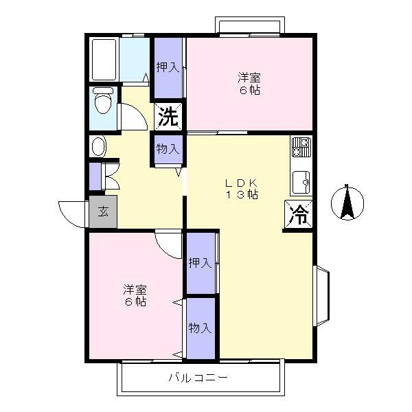 プルミエール高ヶ坂Ａ棟 102｜東京都町田市高ヶ坂７丁目(賃貸アパート2LDK・1階・60.95㎡)の写真 その2