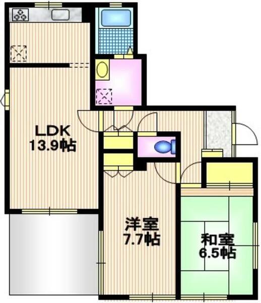 東京都世田谷区下馬５丁目(賃貸マンション2LDK・1階・68.18㎡)の写真 その2