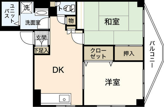 Ｙｕｋｉｒｉ 0202｜広島県広島市中区羽衣町(賃貸マンション2DK・2階・45.91㎡)の写真 その2