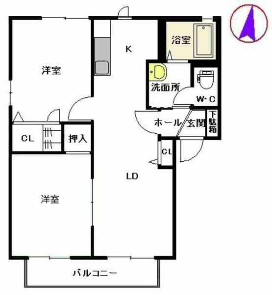 サニーコート本城　　　Ａ棟 A0203｜福岡県宮若市本城(賃貸アパート2LDK・2階・50.78㎡)の写真 その2