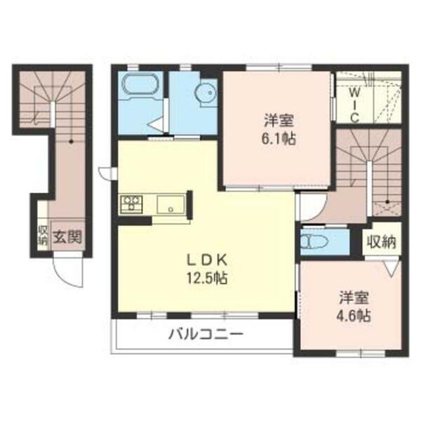 ヴェルベーナ　Ⅱ 00201｜埼玉県越谷市レイクタウン１丁目(賃貸アパート2LDK・2階・62.75㎡)の写真 その2