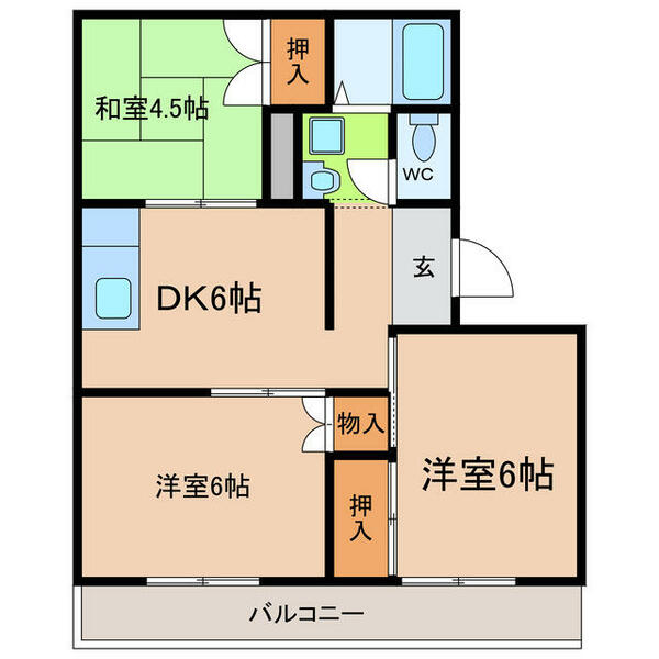 藤マンション 302｜徳島県名西郡石井町石井字石井(賃貸マンション3DK・3階・52.02㎡)の写真 その2