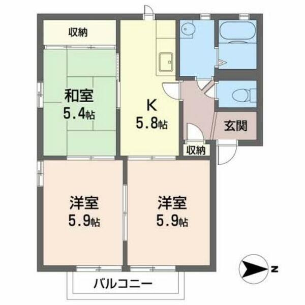 風見本郷 B203｜大阪府岸和田市岡山町(賃貸アパート3K・2階・50.81㎡)の写真 その2