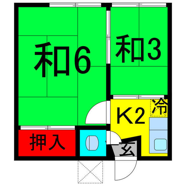 タカギハウス｜東京都葛飾区青戸８丁目(賃貸アパート2K・1階・25.00㎡)の写真 その2