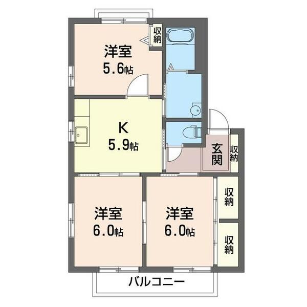 イーストプラザ　Ｂ 00102｜神奈川県横浜市都筑区東山田１丁目(賃貸アパート3K・1階・53.43㎡)の写真 その2