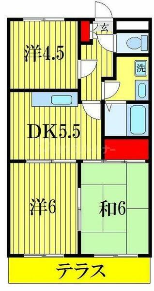 皆川マンション 103｜千葉県船橋市東船橋１丁目(賃貸マンション3DK・1階・48.60㎡)の写真 その2