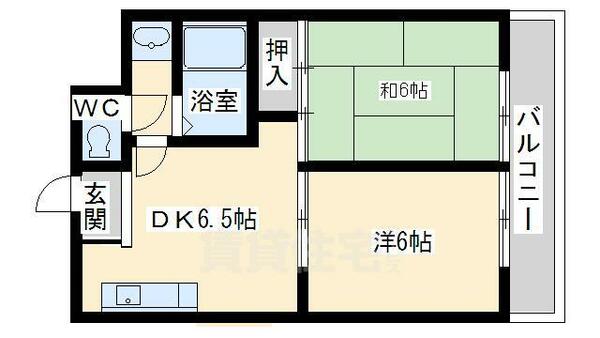 大阪府摂津市学園町１丁目(賃貸マンション2DK・2階・34.45㎡)の写真 その2