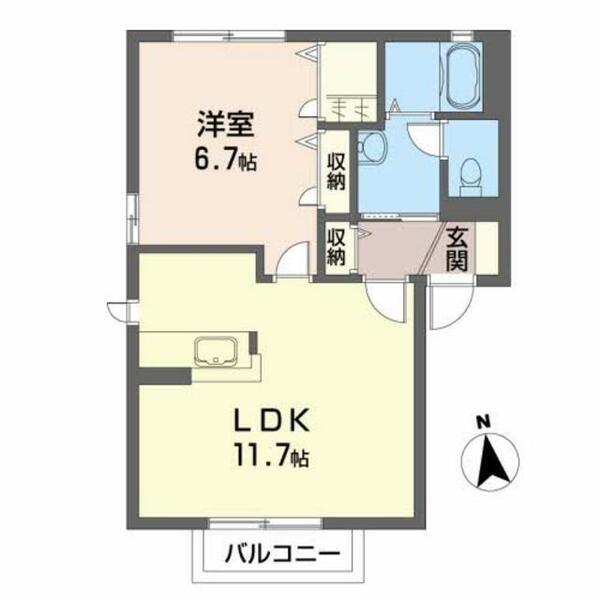 エクセレント双葉 101｜福島県福島市森合字北向(賃貸アパート1LDK・1階・42.70㎡)の写真 その2