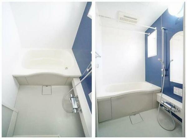 画像15:【浴室】アクセントパネルがオシャレな浴室です！！追い焚き機能・浴室換気乾燥暖房機・スライド式シャワー