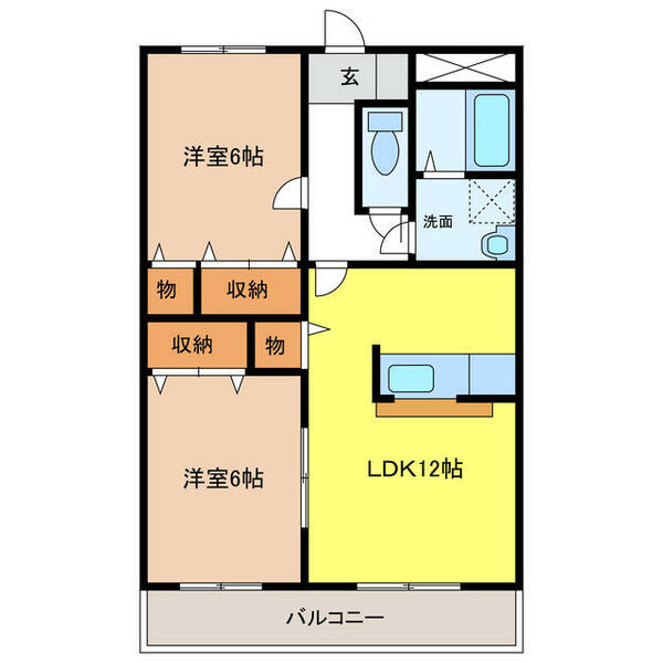 グランシャリオ｜岐阜県本巣郡北方町天狗堂２丁目(賃貸アパート2LDK・2階・59.20㎡)の写真 その2