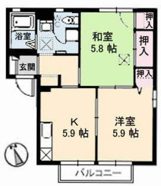 フローラ　Ａ棟 A0202｜鳥取県鳥取市面影２丁目(賃貸アパート2K・2階・43.75㎡)の写真 その2