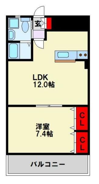 カレントＩ 305｜福岡県北九州市八幡西区八枝３丁目(賃貸マンション1LDK・3階・41.40㎡)の写真 その2