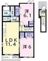 千葉県木更津市港南台１丁目（賃貸アパート2LDK・2階・57.12㎡） その2