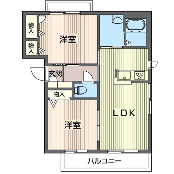 ヴィル・シャッツ 00301｜栃木県鹿沼市万町(賃貸マンション2LDK・3階・53.90㎡)の写真 その2