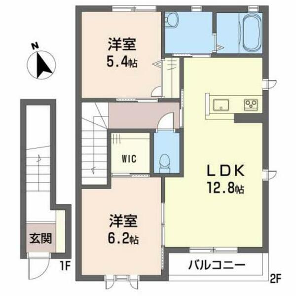 テラスコート東垣生　Ａ棟 A0203｜愛媛県松山市東垣生町(賃貸アパート2LDK・2階・61.63㎡)の写真 その2