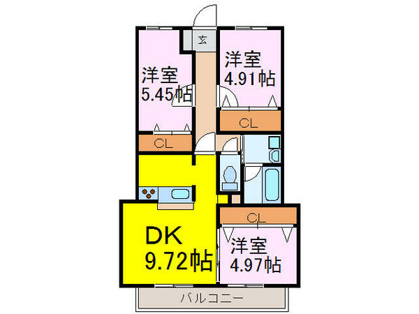 花水木の里Ｂ棟｜茨城県古河市下山町(賃貸マンション3DK・3階・66.49㎡)の写真 その2