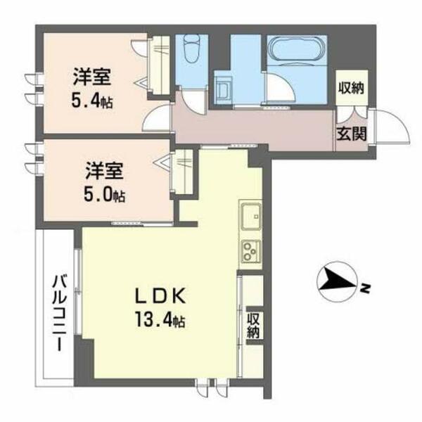 マーキュリー　コート 301｜福島県いわき市平字一町目(賃貸マンション2LDK・3階・60.15㎡)の写真 その2