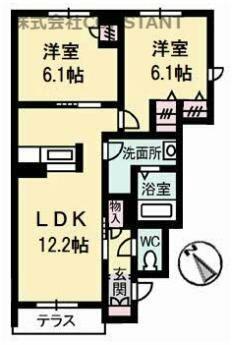 シャーメゾン千里 101｜徳島県板野郡藍住町徳命字名田(賃貸アパート2LDK・1階・54.54㎡)の写真 その2