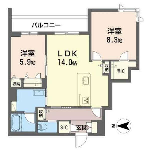 シャーメゾン　ルクール 0203｜奈良県橿原市新賀町(賃貸マンション2LDK・2階・68.78㎡)の写真 その2