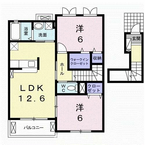 フレスクーラＡ 203｜香川県東かがわ市中筋(賃貸アパート2LDK・2階・61.05㎡)の写真 その2