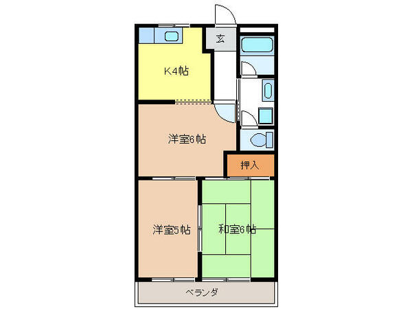 岐阜県岐阜市則武中１丁目(賃貸マンション3K・1階・44.55㎡)の写真 その2