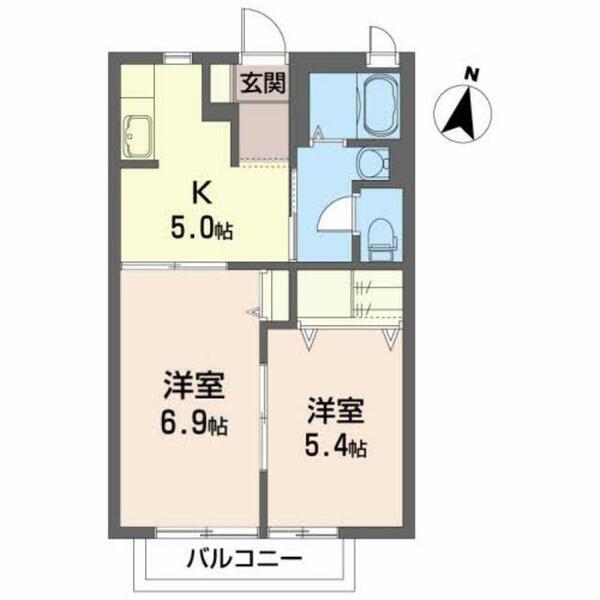 ＢＢマーグⅡ 103｜福島県白河市金勝寺(賃貸アパート2K・1階・40.00㎡)の写真 その2